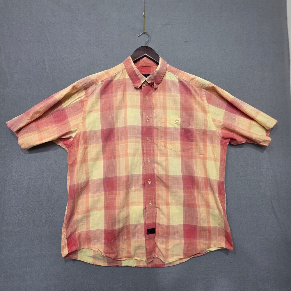 Cotten Reel Mens‎ Short Sleeve Button Up Red/Yellow Plaid Shirt Size XL